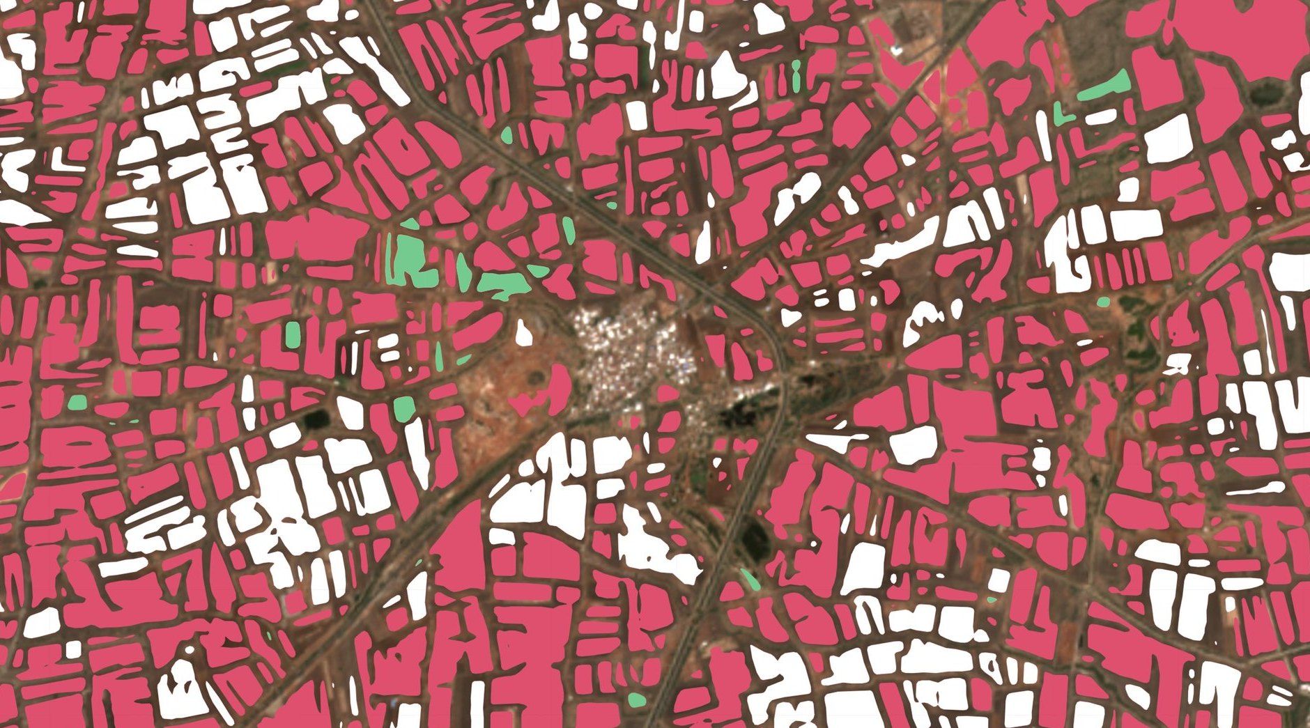 The same area with organic cotton fields highlighted in green